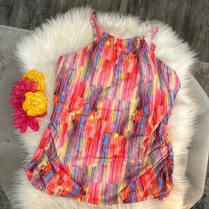 Venus Halter Swim Top Rainfall Design Multi Colored Sz 16